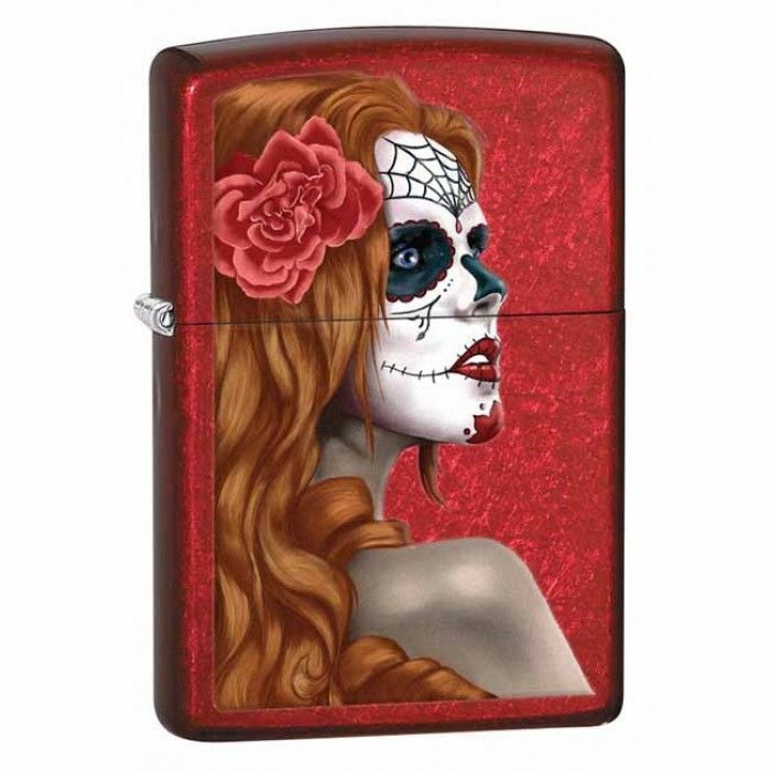 Zippo Windproof Day Of The Dead, Candy Apple Red Lighter, 28830, New In Box