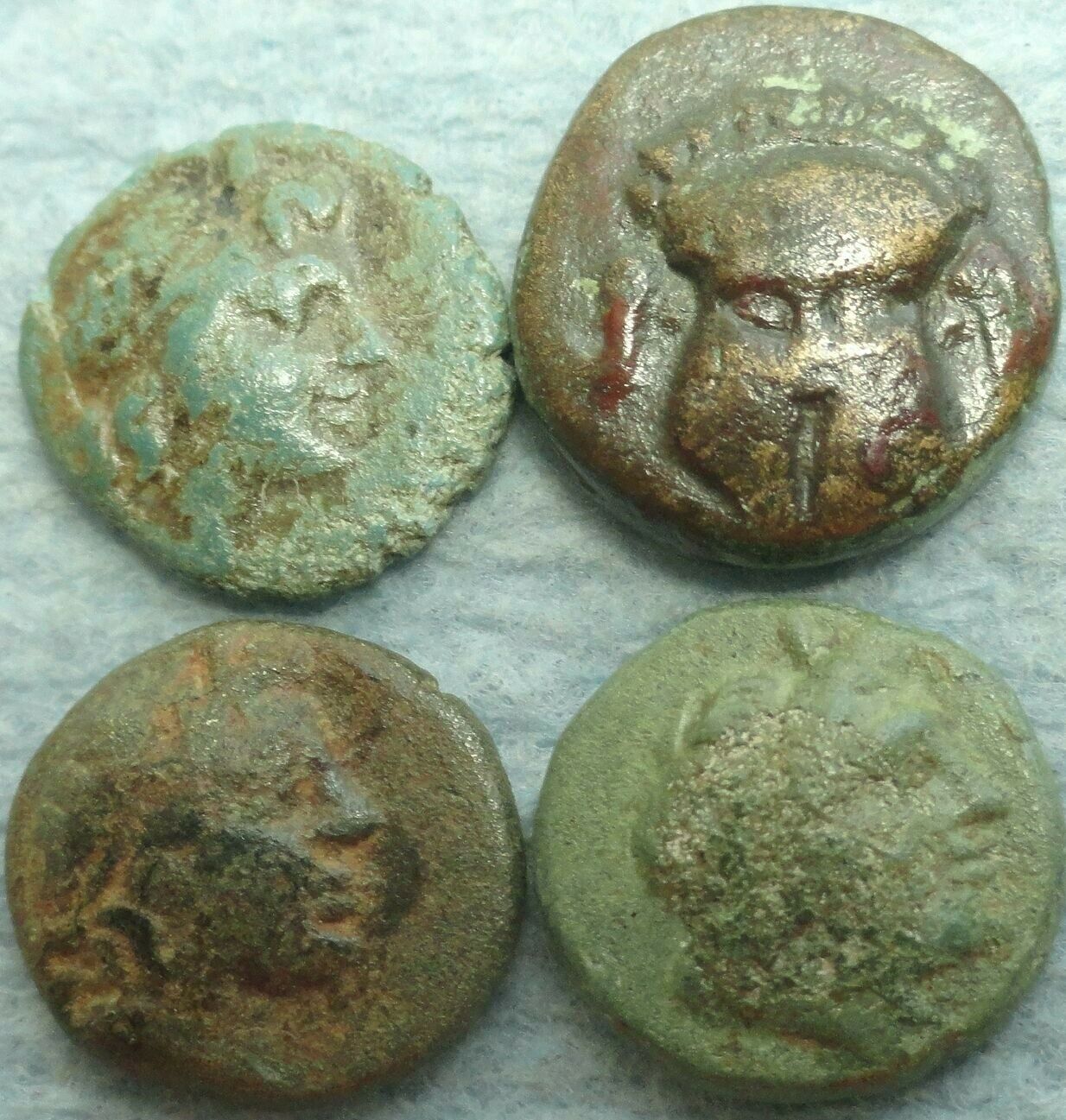 Lot Of 4 Greek Bronze Coins